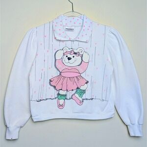 Vintage Knitwaves Dancing Bear Ballerina Sweater Sweatshirt 80s‎ Size Small 7/8